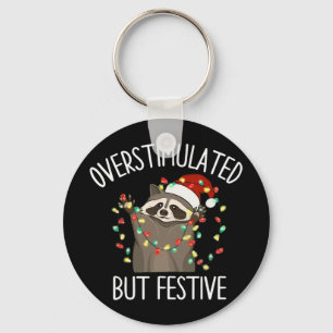 Racoon Overstimulated But Festive Christmas Men Wo Key Ring