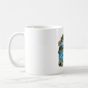 Racoon Paddle Boarding Mountain Lake Coffee Mug