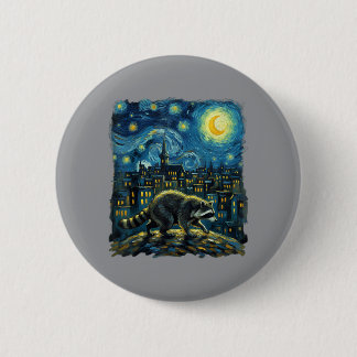 Racoon Paint The Stars Night Sky Artist Art 6 Cm Round Badge