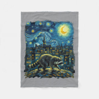 Racoon Paint The Stars Night Sky Artist Art Fleece Blanket