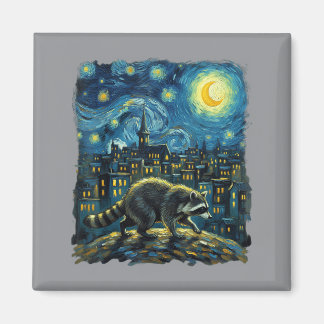 Racoon Paint The Stars Night Sky Artist Art Magnet