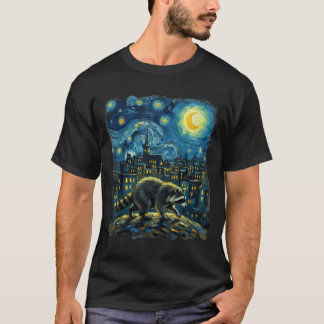 Racoon Paint The Stars Night Sky Artist Art T-Shirt