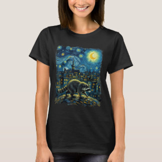 Racoon Paint The Stars Night Sky Artist Art T-Shirt