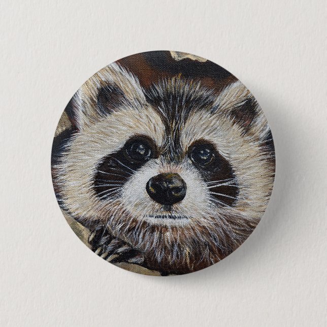 Racoon Painting 6 Cm Round Badge (Front)