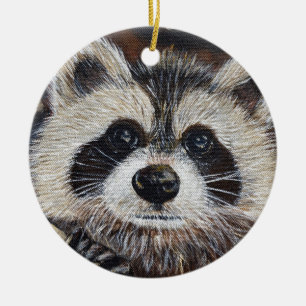 Racoon Painting Ceramic Ornament