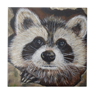 Racoon Painting Ceramic Tile