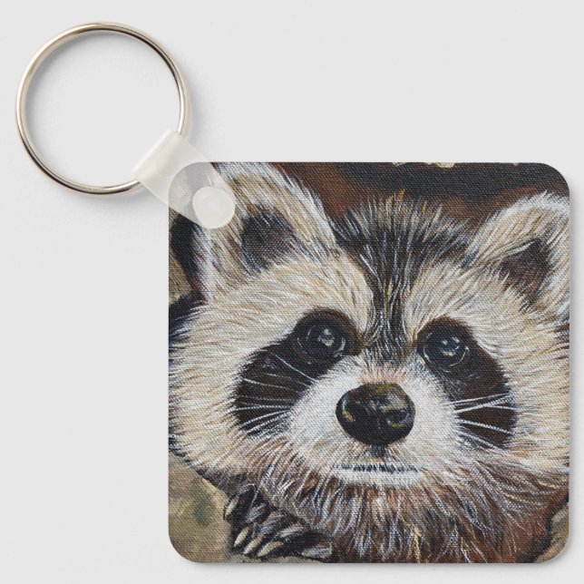 Racoon Painting Keychain (Front)
