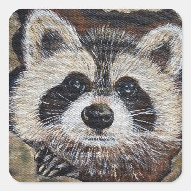 Racoon Painting Square Sticker (Front)