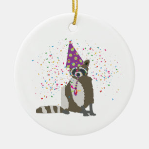 Racoon Party Animal Ceramic Ornament