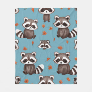 Racoon party fleece blanket