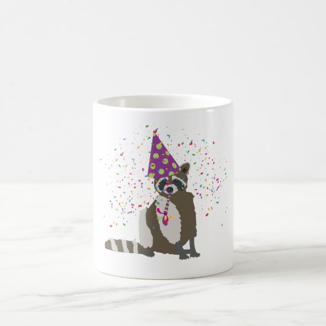 Racoon Partying - Animals Having a Party Coffee Mug (Center)