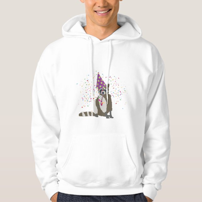Racoon Partying - Animals Having a Party Hoodie (Front)