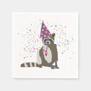 Racoon Partying - Animals Having a Party Napkin