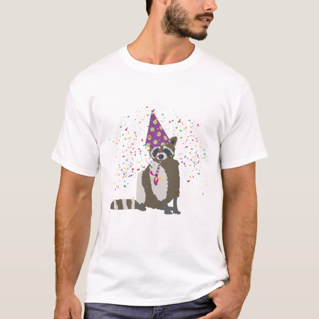 Racoon Partying - Animals Having a Party T-Shirt (Front)