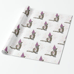Racoon Partying - Animals Having a Party Wrapping Paper