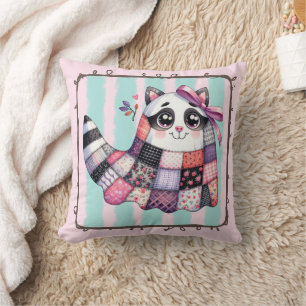 Racoon Patchwork Quilt – Cute Rustic Fall Accent  Cushion