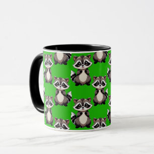 Racoon Pattern Design Green Mug