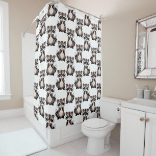 Racoon Pattern Design White  Shower Curtain