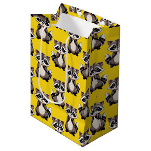 Racoon Pattern Design Yellow Medium Gift Bag