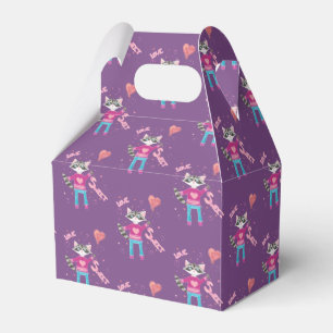 Racoon pattern purple Valentine's Day favour boxes