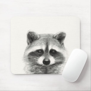 Racoon Pencil Drawing Mouse Pad