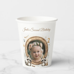 Racoon Photo Frame for Kids' Birthday Parties Paper Cups
