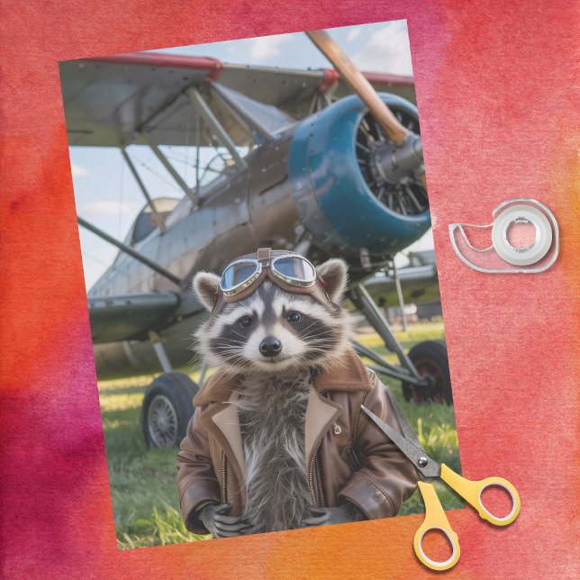 Racoon Pilot Aeroplane Funny Birthday Decoupage Tissue Paper (Creator Uploaded)