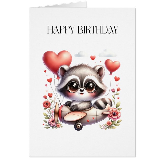 Racoon Pilot Birthday (Front)