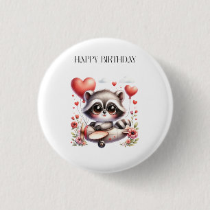 Racoon Pilot Birthday 3 Cm Round Badge