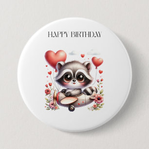 Racoon Pilot Birthday 7.5 Cm Round Badge