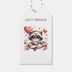 Racoon Pilot Birthday Gift Tags