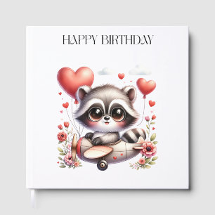 Racoon Pilot Birthday Guest Book