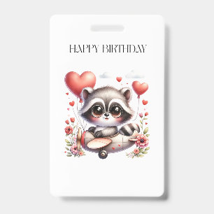 Racoon Pilot Birthday ID Badge