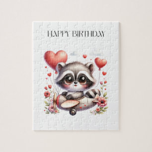 Racoon Pilot Birthday Jigsaw Puzzle