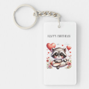 Racoon Pilot Birthday Key Ring