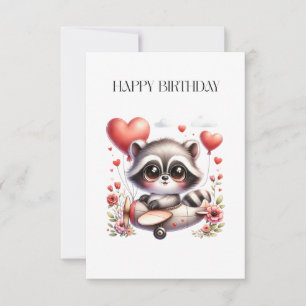 Racoon Pilot Birthday Thank You Card