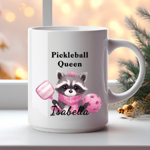Racoon Pink Pickleball Queen Mug