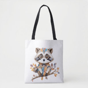Racoon Playful Adorable Fun Animal Colourful Happy Tote Bag