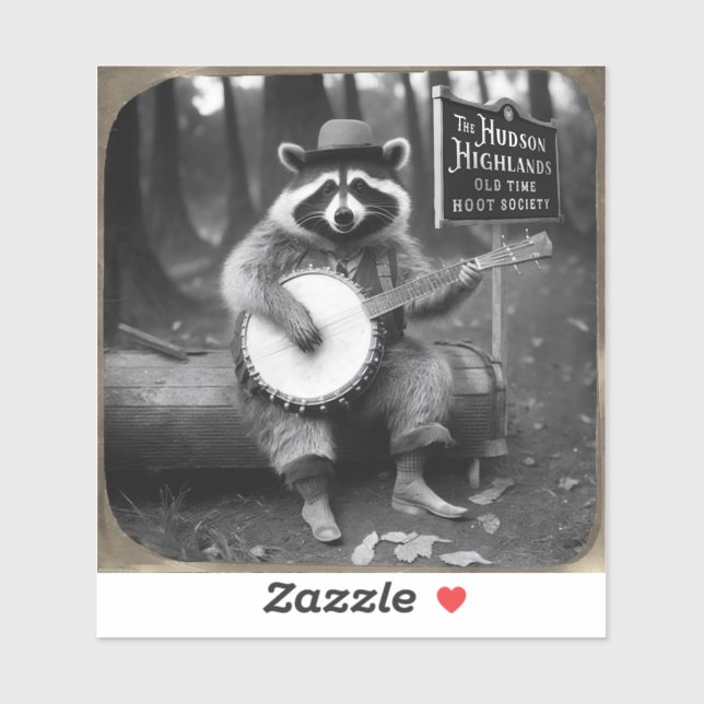 Racoon Playing Banjo w/ gold frame. (Sheet)
