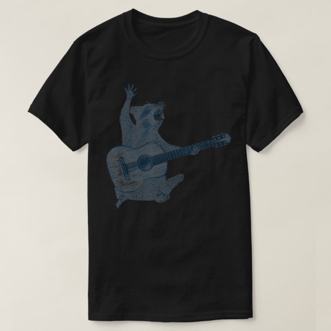 Racoon Playing Guitar Guitar Player Racoon Lover T-Shirt (Design Front)