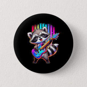 Racoon Playing Guitar Rock And Roll 6 Cm Round Badge