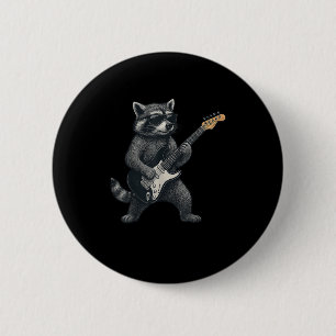 Racoon Playing Guitar Rock And Roll Gift Men Wome 6 Cm Round Badge