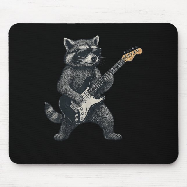 Racoon Playing Guitar Rock And Roll Gift Men Wome Mouse Pad (Front)