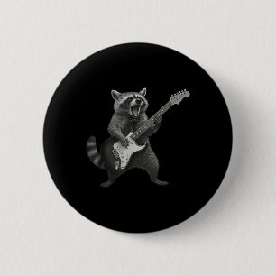 Racoon Playing Guitar Rock And Roll Guitarist Rac 6 Cm Round Badge
