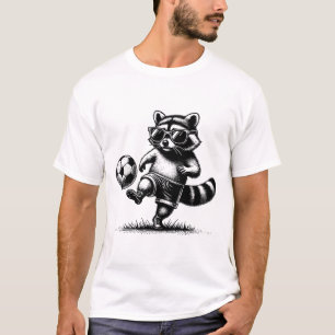 Racoon Playing Soccer Funny Sports Trendy Vintage T-Shirt