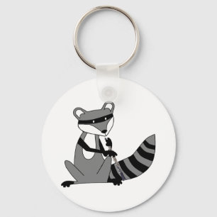 Racoon Playing the Oboe Key Ring