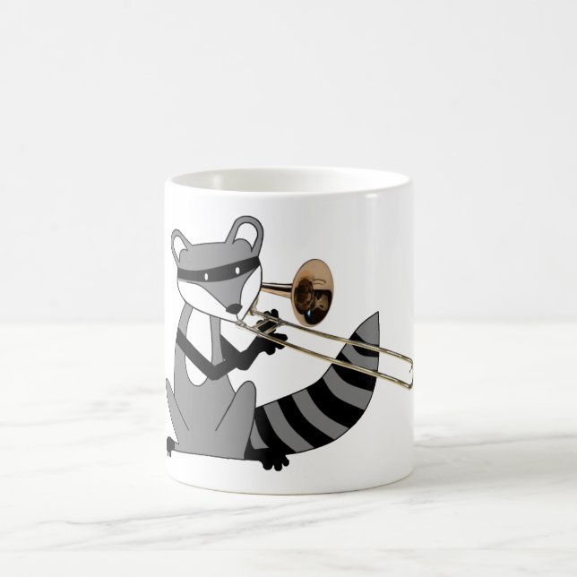 Racoon Playing the Trombone Coffee Mug (Center)