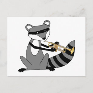 Racoon Playing the Trumpet Postcard