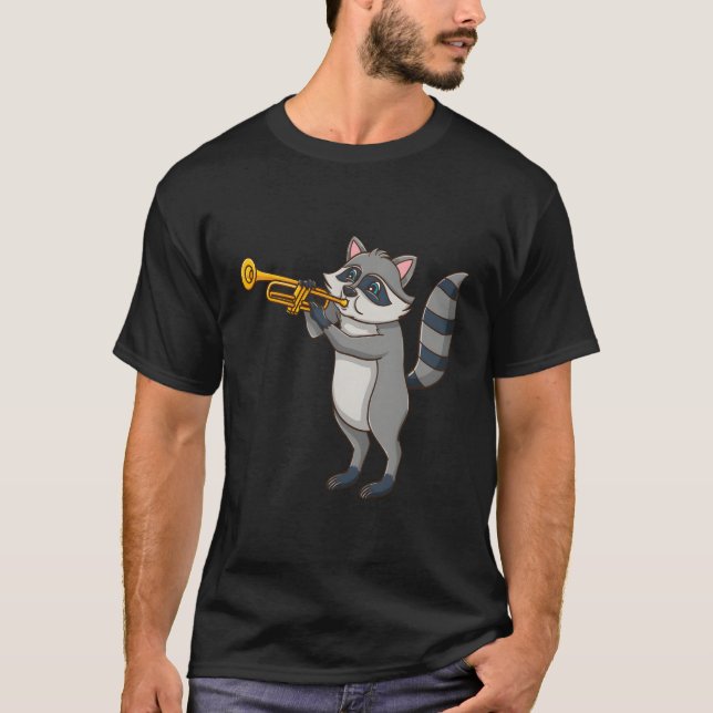 Racoon Playing Trumpet T-Shirt (Front)