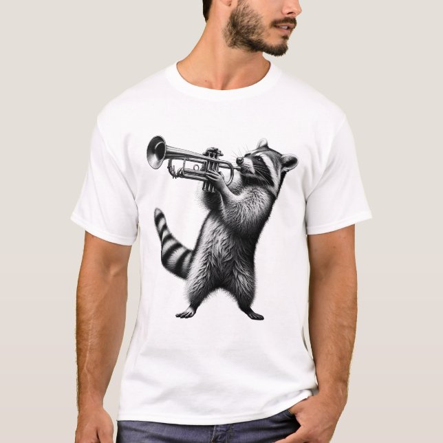 Racoon Playing Trumpet Trumpetist Trumpet Player T-Shirt (Front)